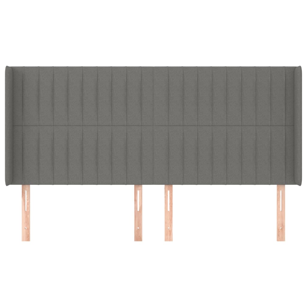 Uzglavlje s ušima tamnosivo 203x16x118/128 cm od tkanine