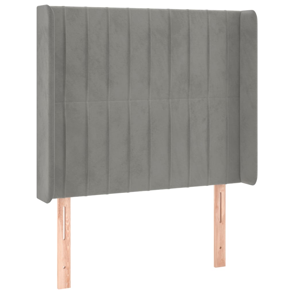 Uzglavlje s ušima svjetlosivo 83x16x118/128 cm baršunasto