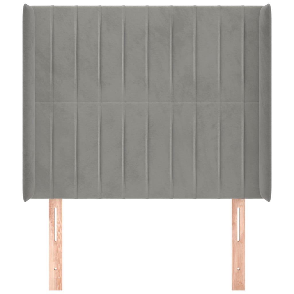 Uzglavlje s ušima svjetlosivo 93x16x118/128 cm baršunasto