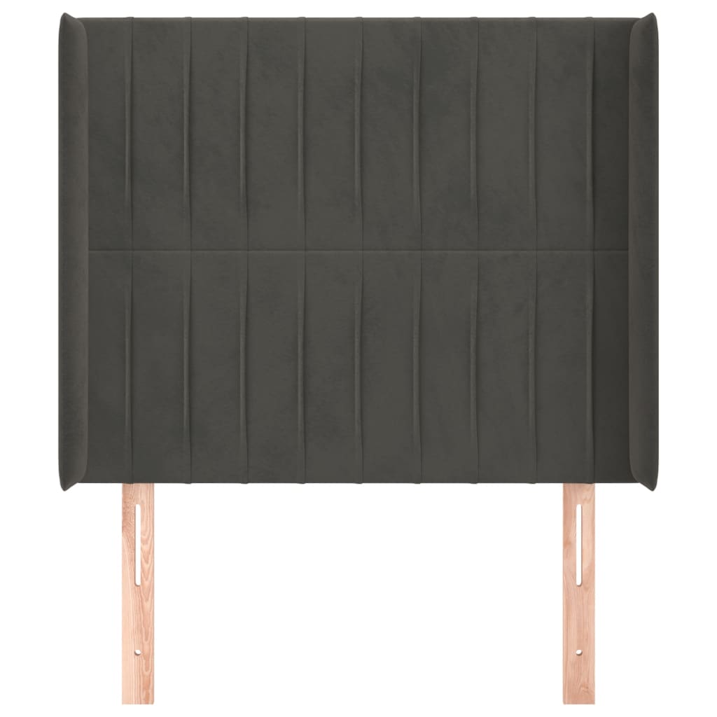 Uzglavlje s ušima tamnosivo 93x16x118/128 cm baršunasto