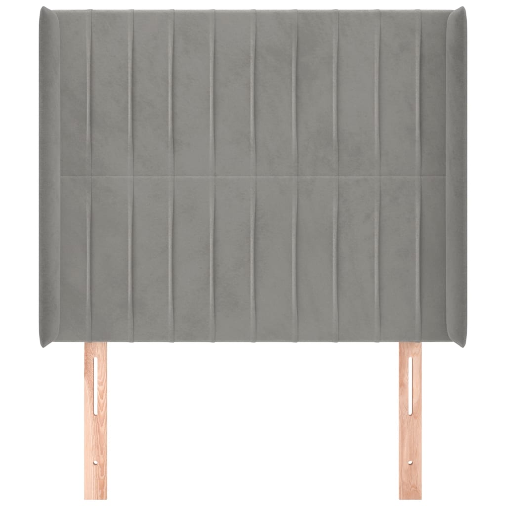 Uzglavlje s ušima svjetlosivo 103x16x118/128 cm baršunasto