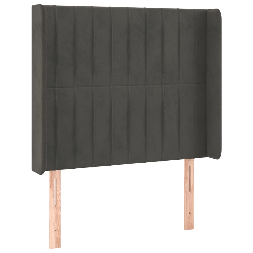 Uzglavlje s ušima tamnosivo 103x16x118/128 cm baršunasto
