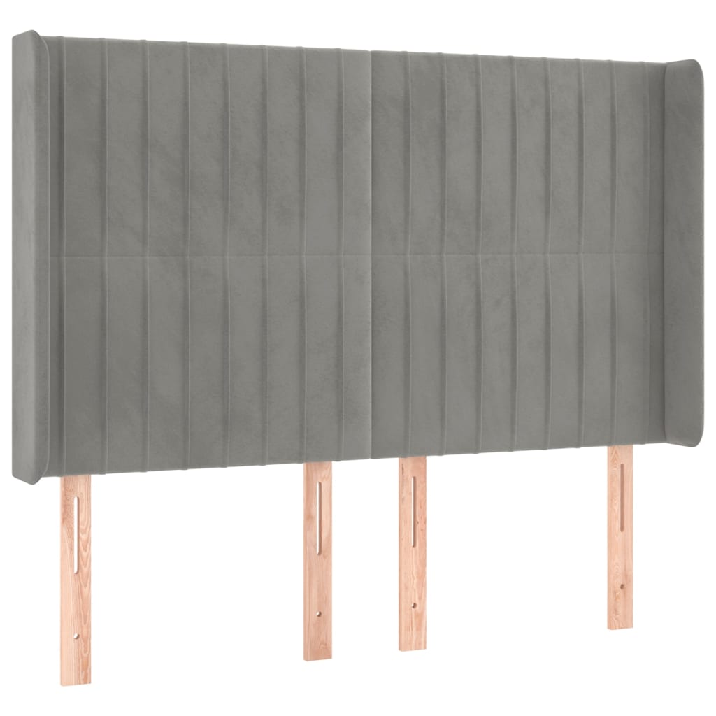 Uzglavlje s ušima svjetlosivo 147x16x118/128 cm baršunasto