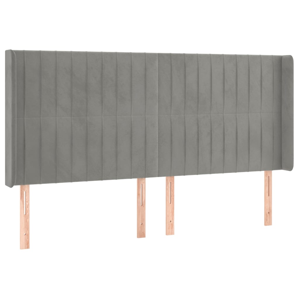 Uzglavlje s ušima svjetlosivo 163x16x118/128 cm baršunasto
