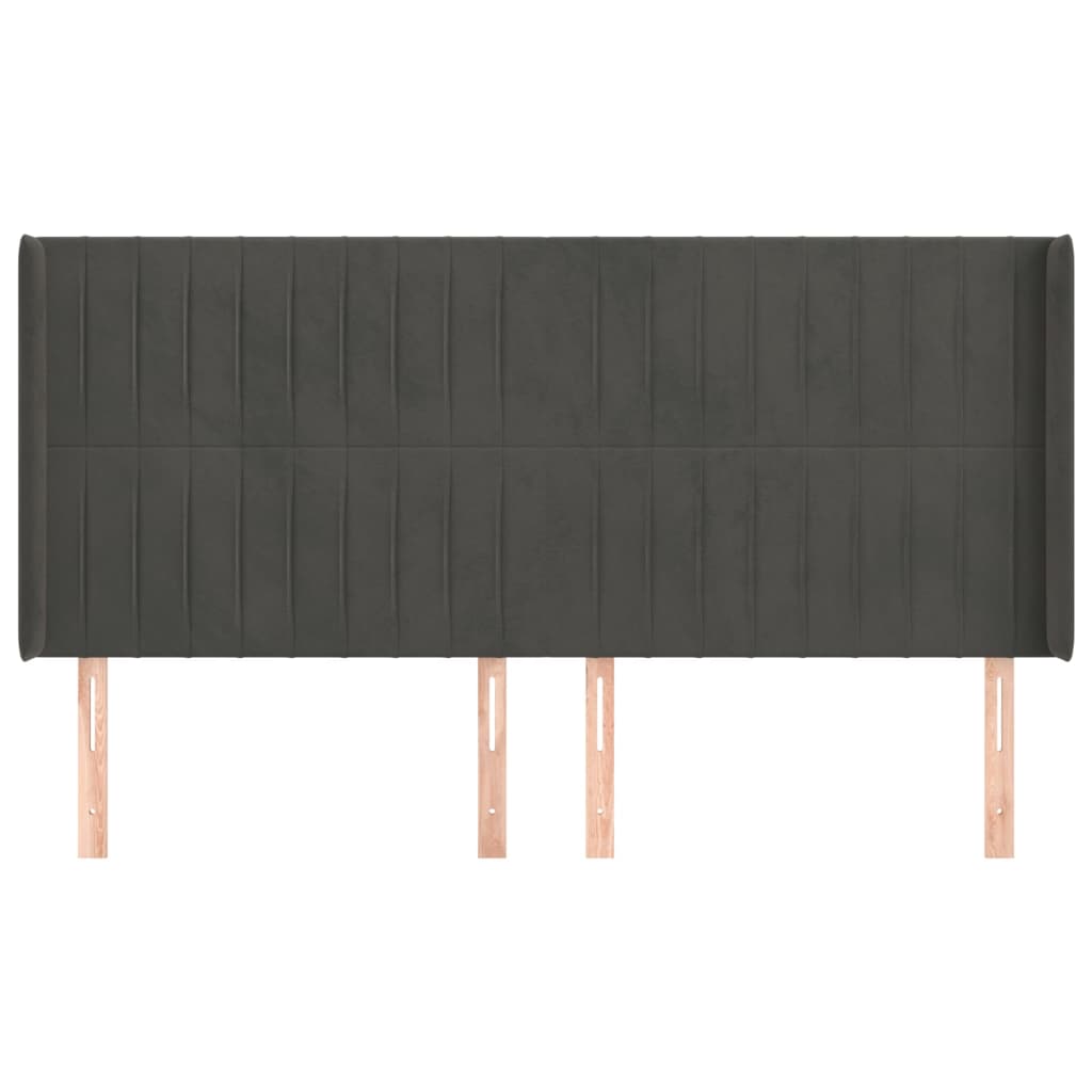 Uzglavlje s ušima tamnosivo 183x16x118/128 cm baršunasto