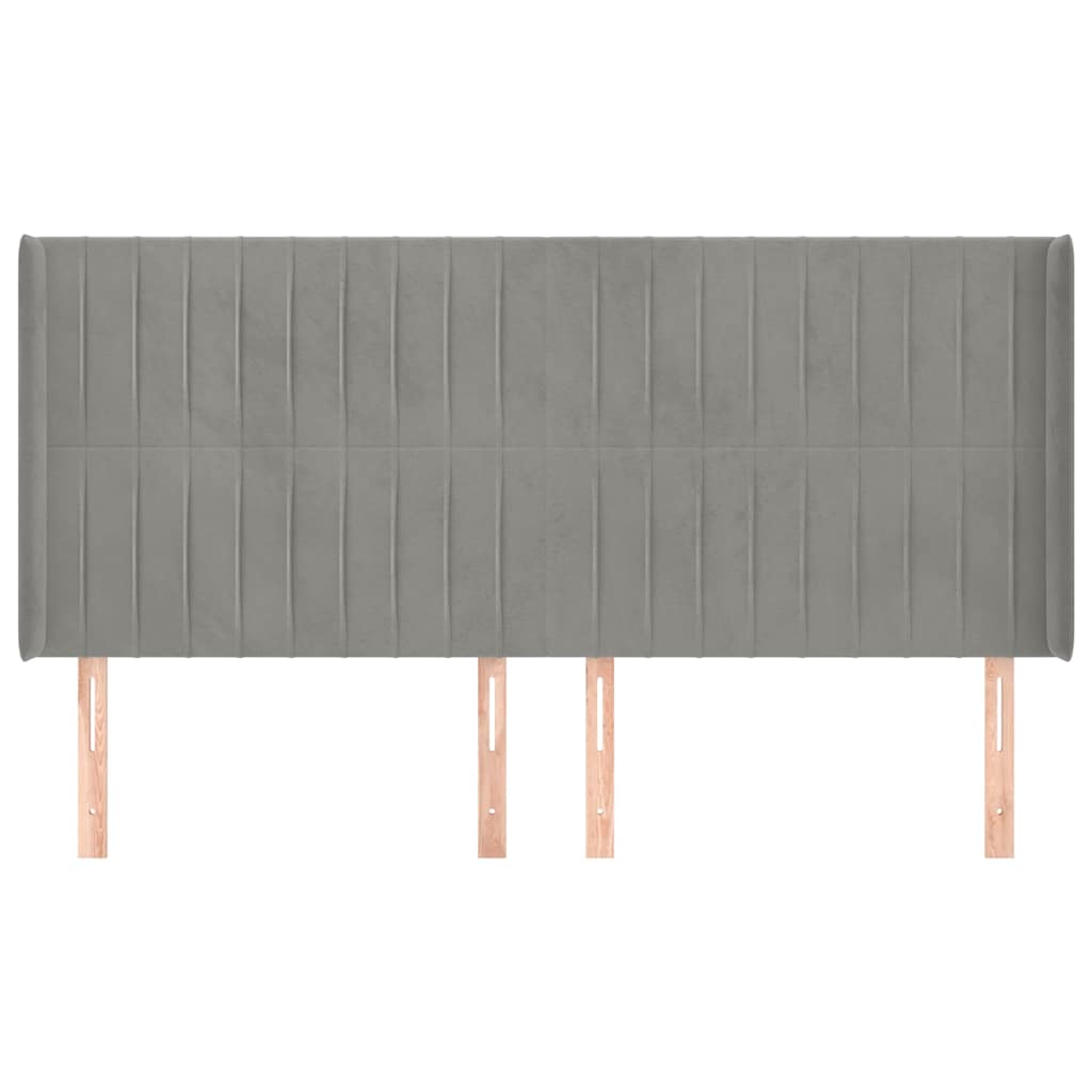 Uzglavlje s ušima svjetlosivo 203x16x118/128 cm baršunasto