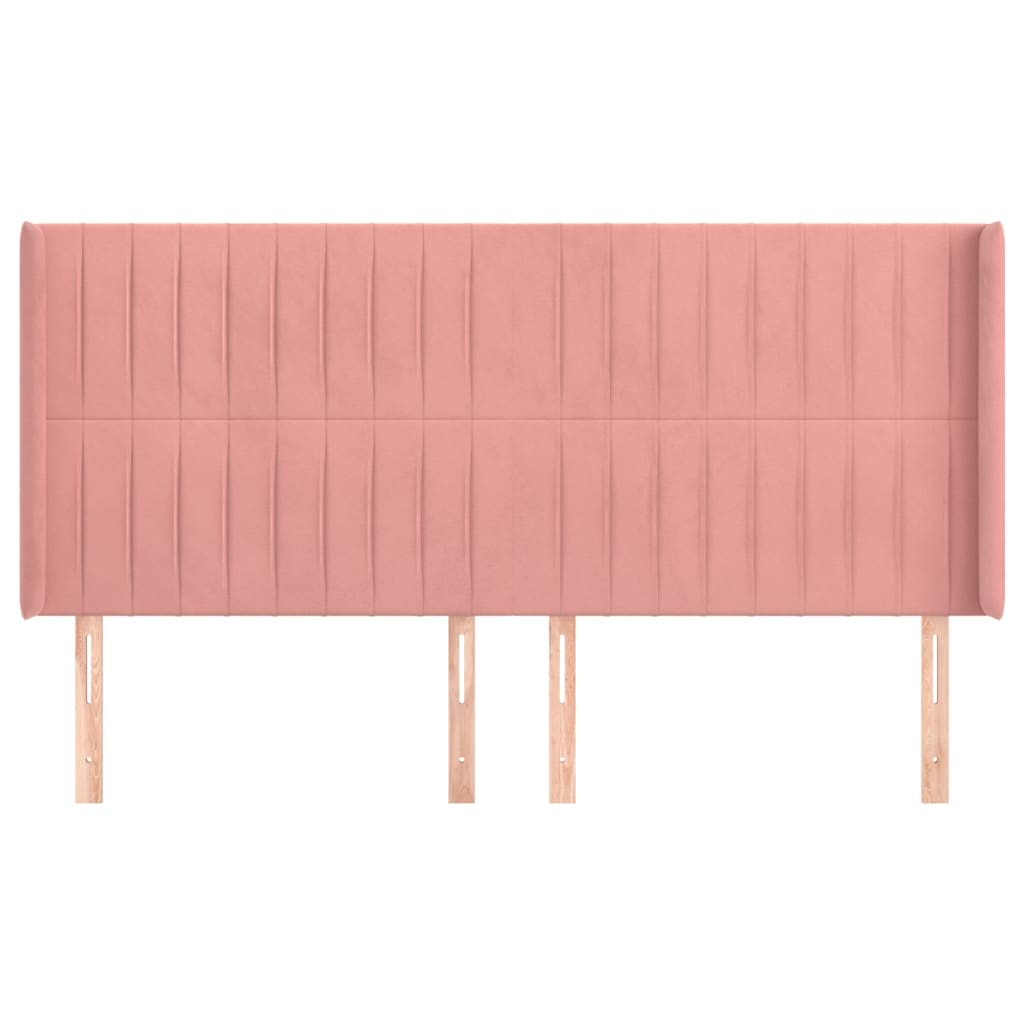 Uzglavlje s ušima ružičasto 203x16x118/128 cm baršunasto