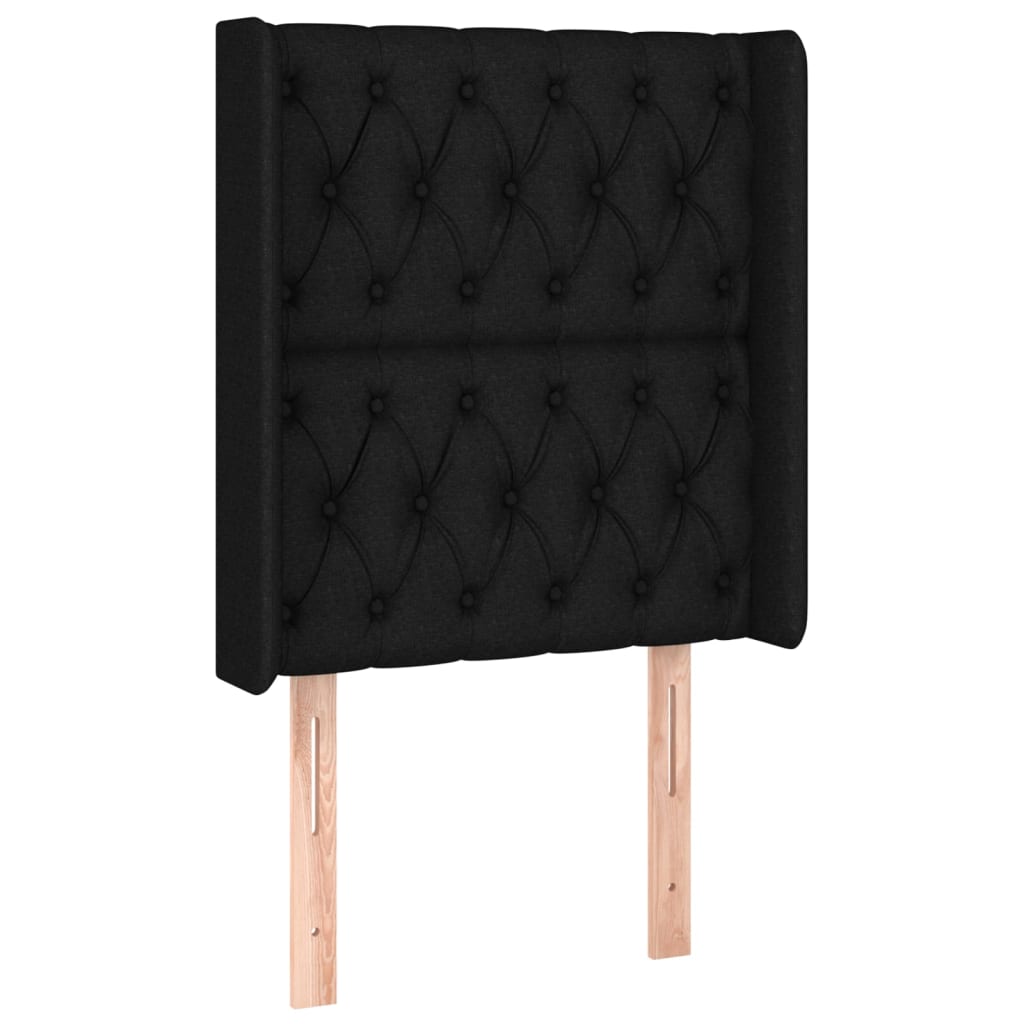 Uzglavlje s ušima crno 83x16x118/128 cm od tkanine
