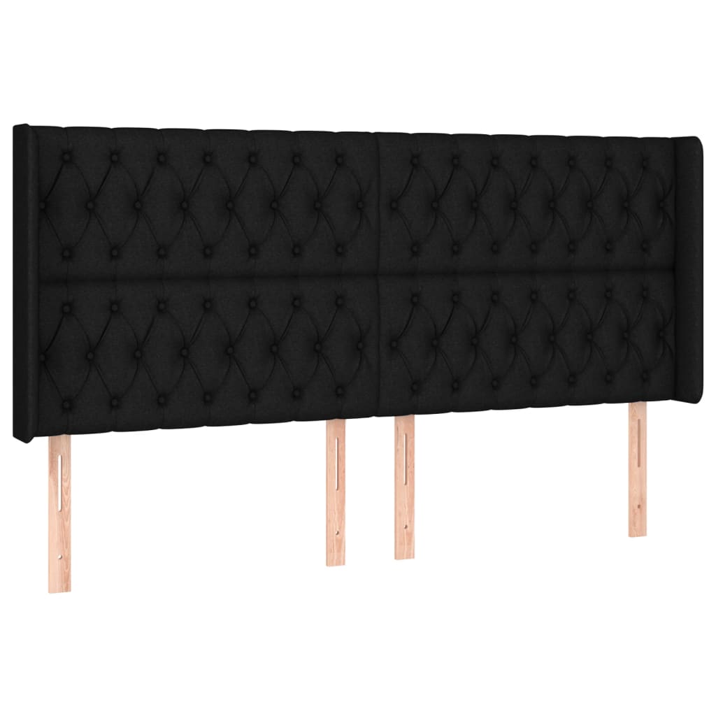 Uzglavlje s ušima crno 203x16x118/128 cm od tkanine