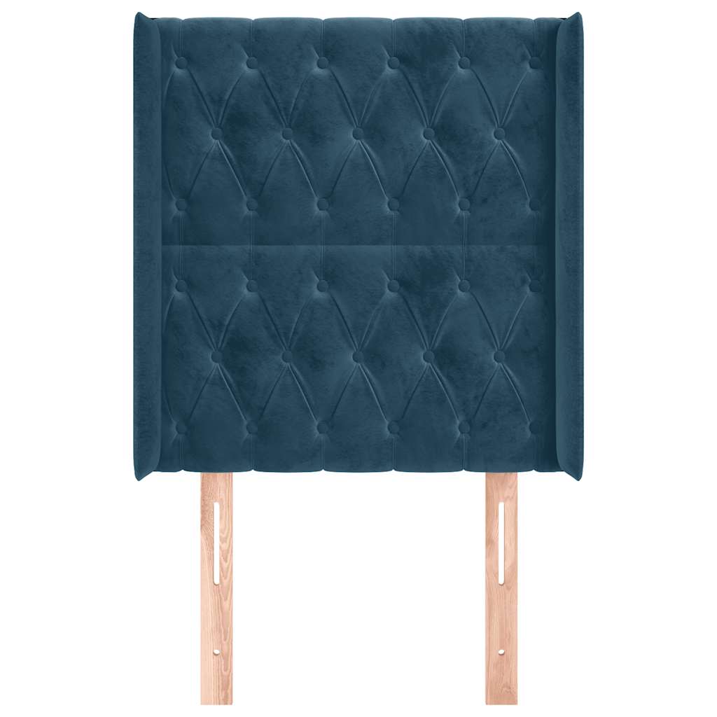 Uzglavlje s ušima tamnoplavo 83x16x118/128 cm baršunasto