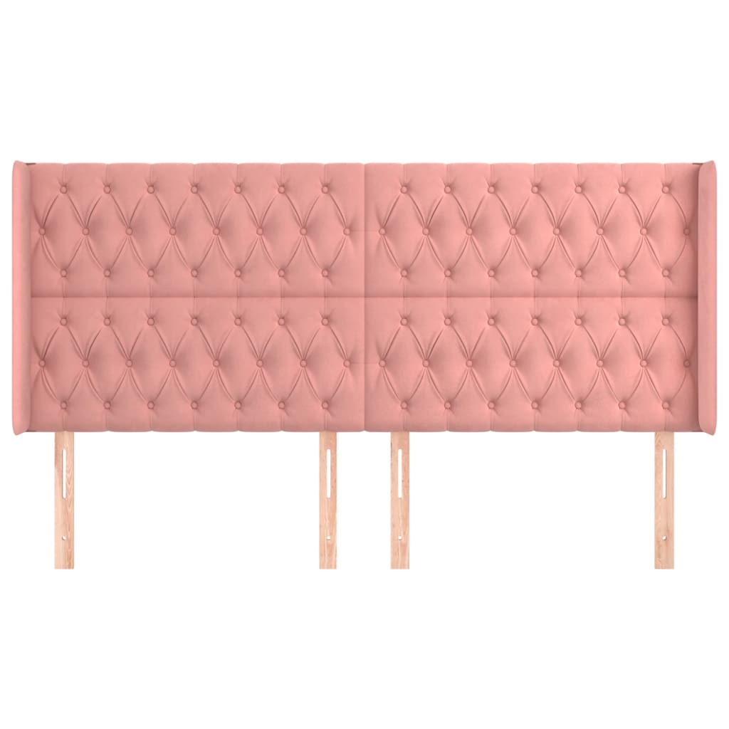Uzglavlje s ušima ružičasto 203x16x118/128 cm baršunasto