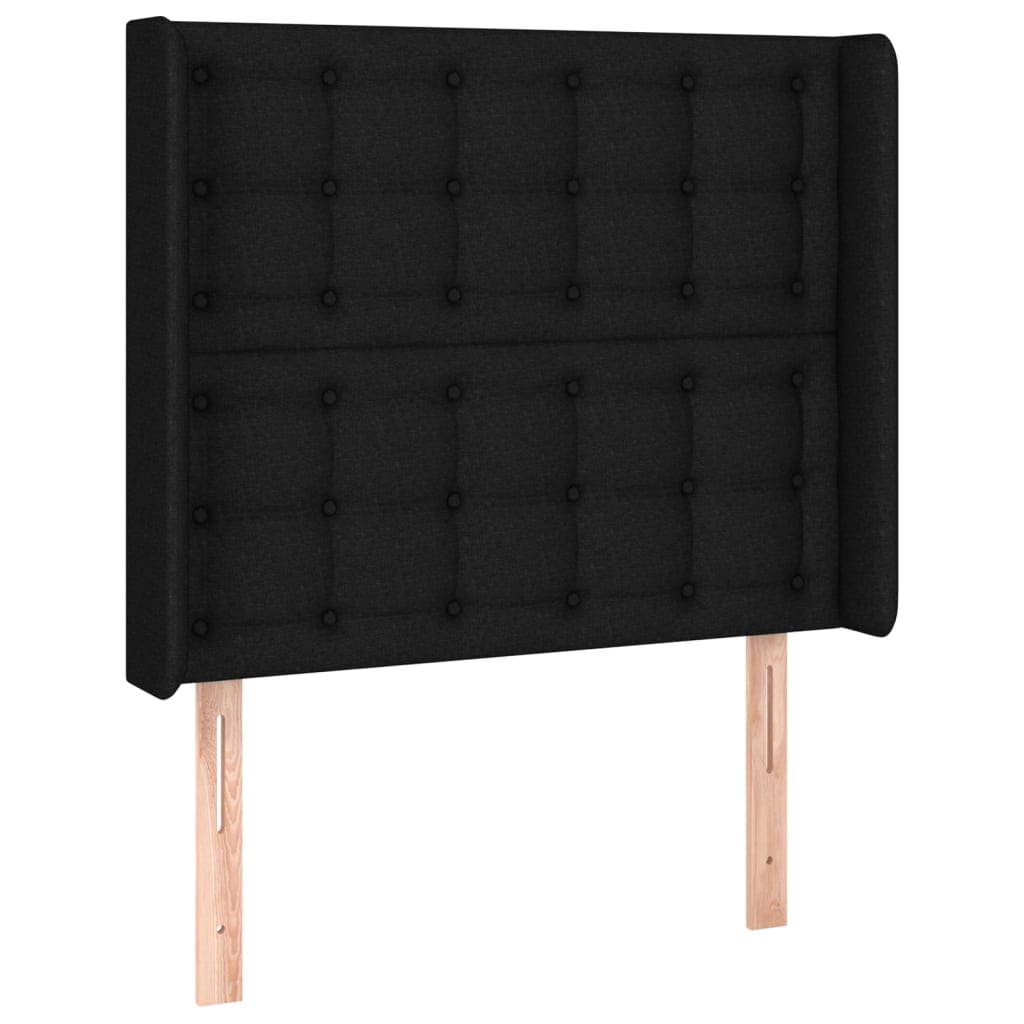 Uzglavlje s ušima crno 83x16x118/128 cm od tkanine