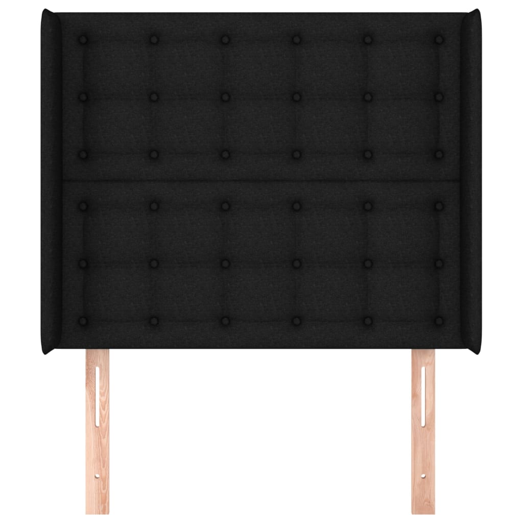 Uzglavlje s ušima crno 83x16x118/128 cm od tkanine