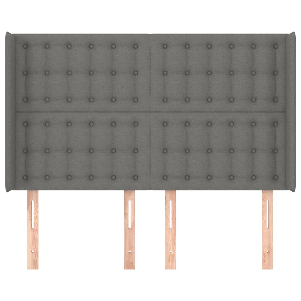 Uzglavlje s ušima tamnosivo 147x16x118/128 cm od tkanine