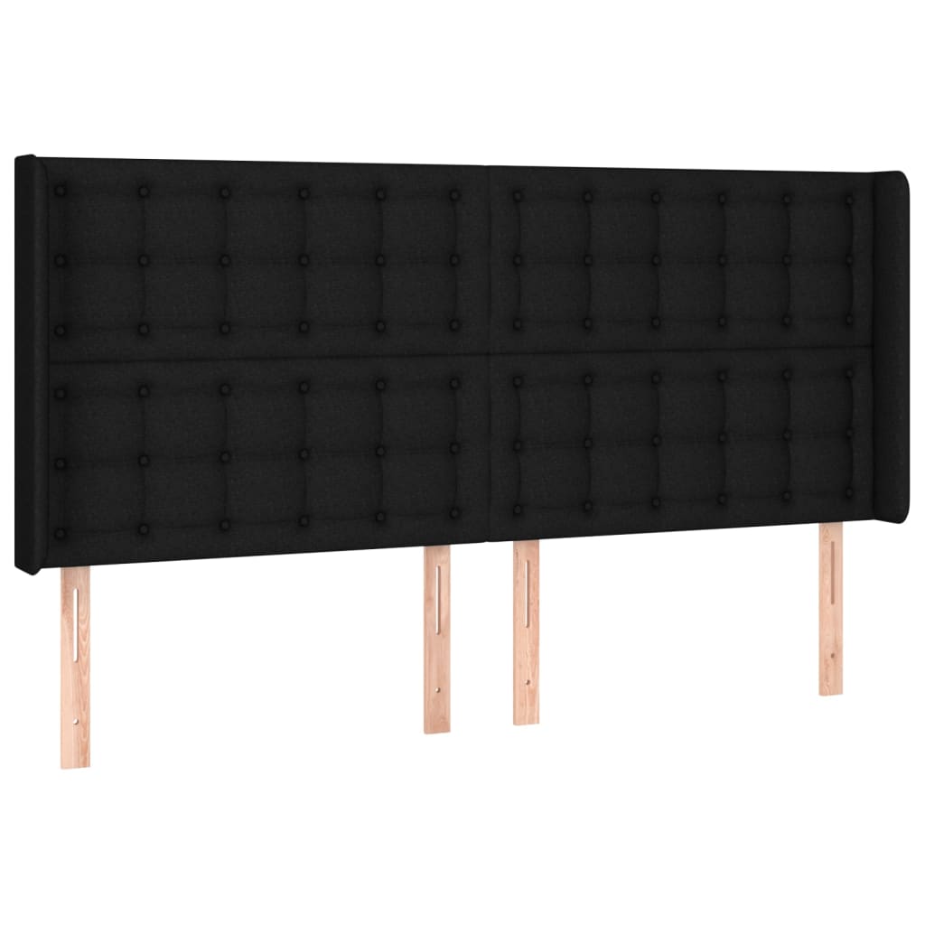 Uzglavlje s ušima crno 163x16x118/128 cm od tkanine