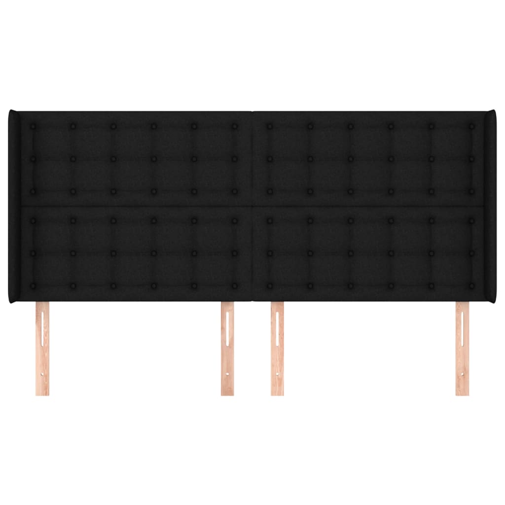Uzglavlje s ušima crno 183x16x118/128 cm od tkanine
