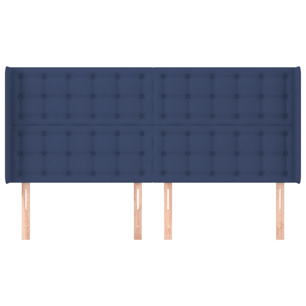 Uzglavlje s ušima plavo 183x16x118/128 cm od tkanine