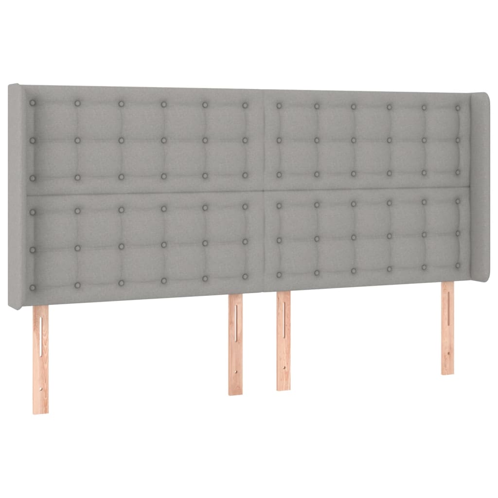 Uzglavlje s ušima svjetlosivo 203x16x118/128 cm od tkanine