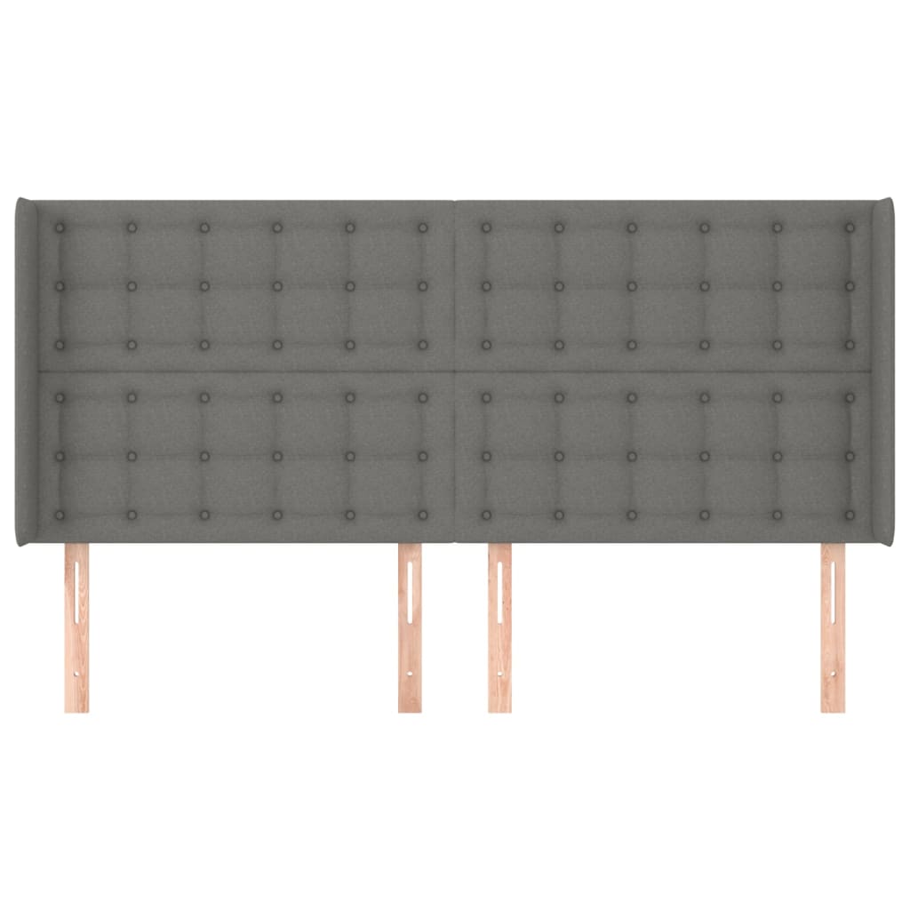 Uzglavlje s ušima tamnosivo 203x16x118/128 cm od tkanine