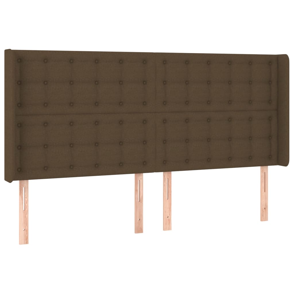 Uzglavlje s ušima tamnosmeđe 203x16x118/128 cm od tkanine