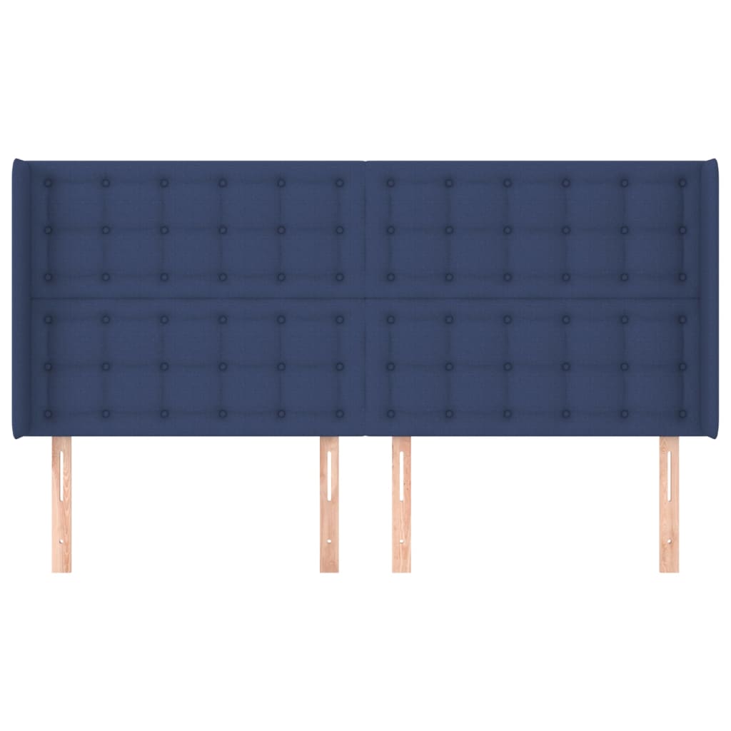 Uzglavlje s ušima plavo 203x16x118/128 cm od tkanine