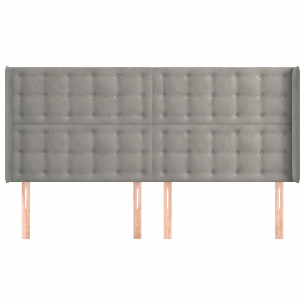 Uzglavlje s ušima svjetlosivo 163x16x118/128 cm baršunasto