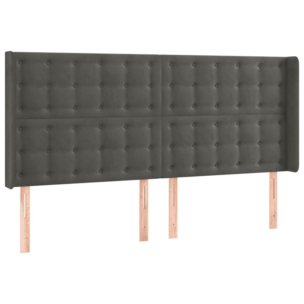 Uzglavlje s ušima tamnosivo 183x16x118/128 cm baršunasto