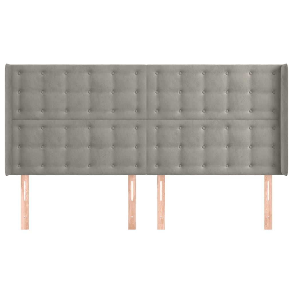 Uzglavlje s ušima svjetlosivo 203x16x118/128 cm baršunasto