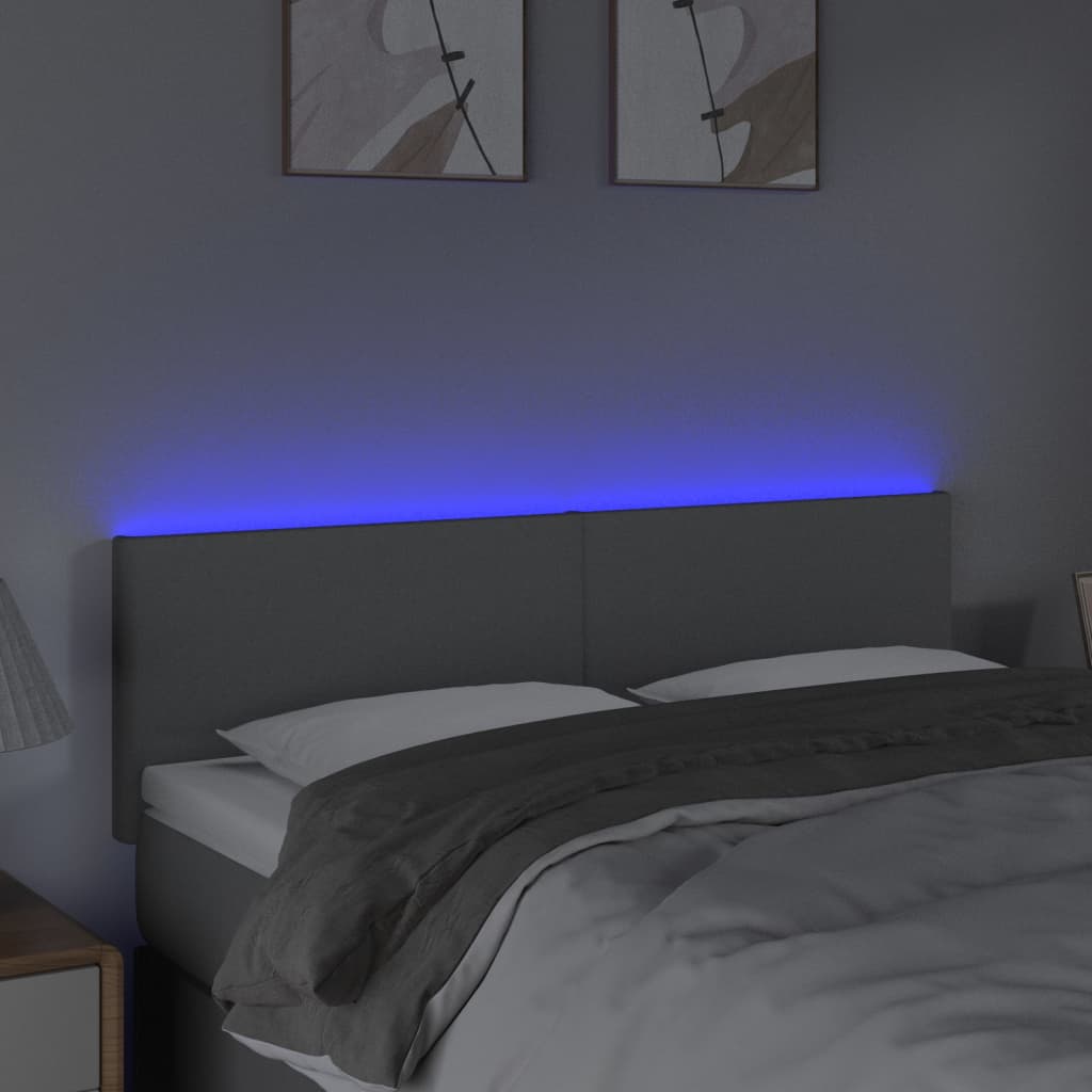 LED uzglavlje svjetlosivo 144 x 5 x 78/88 cm od tkanine
