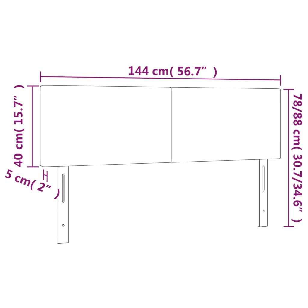 LED uzglavlje svjetlosivo 144 x 5 x 78/88 cm od tkanine