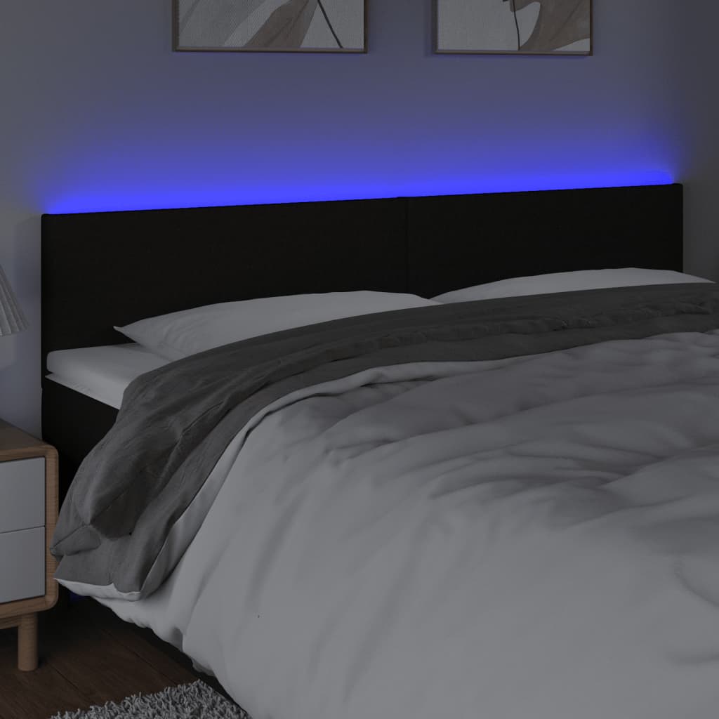 LED uzglavlje crno 180x5x78/88 cm od tkanine