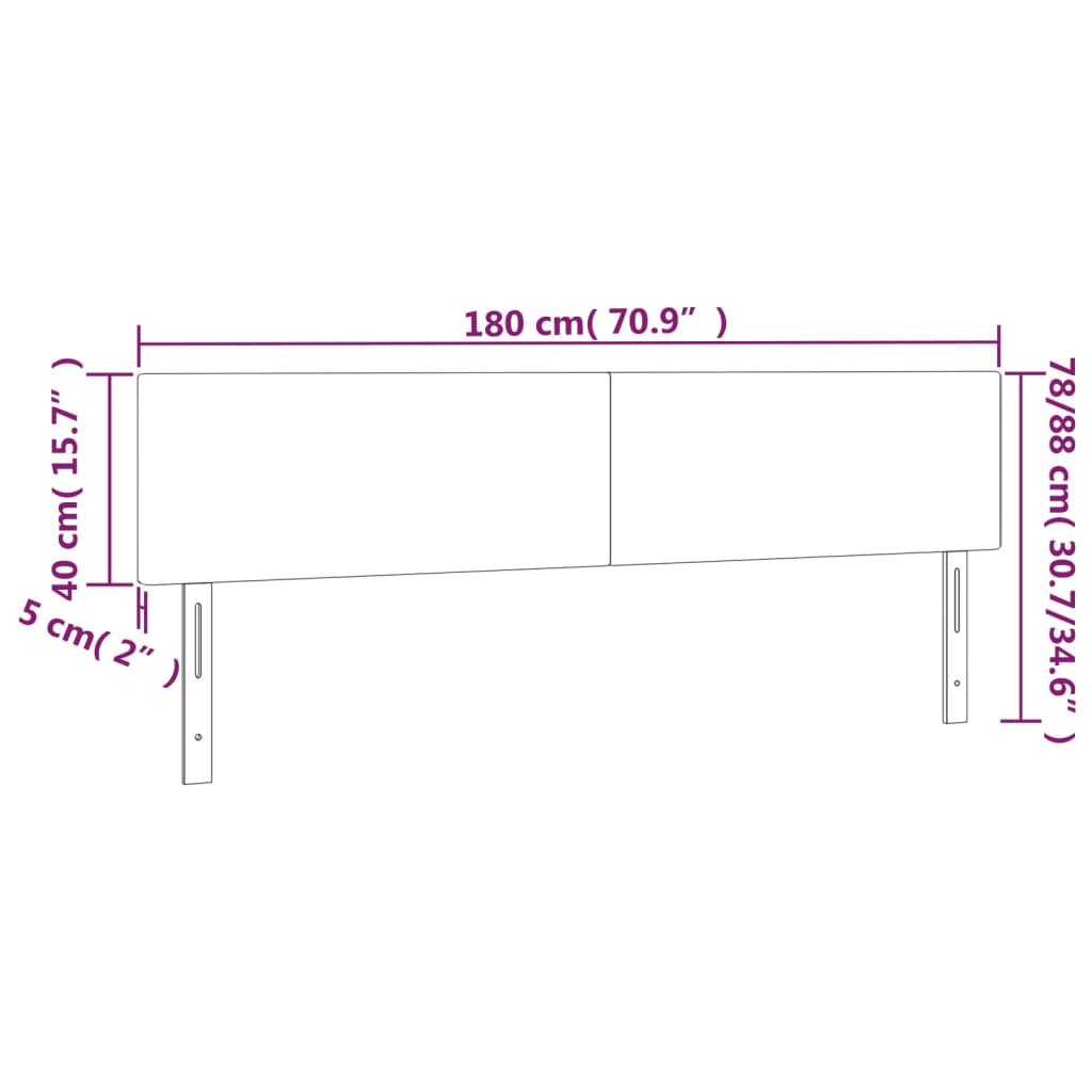 LED uzglavlje tamnosmeđe 180x5x78/88 cm od tkanine