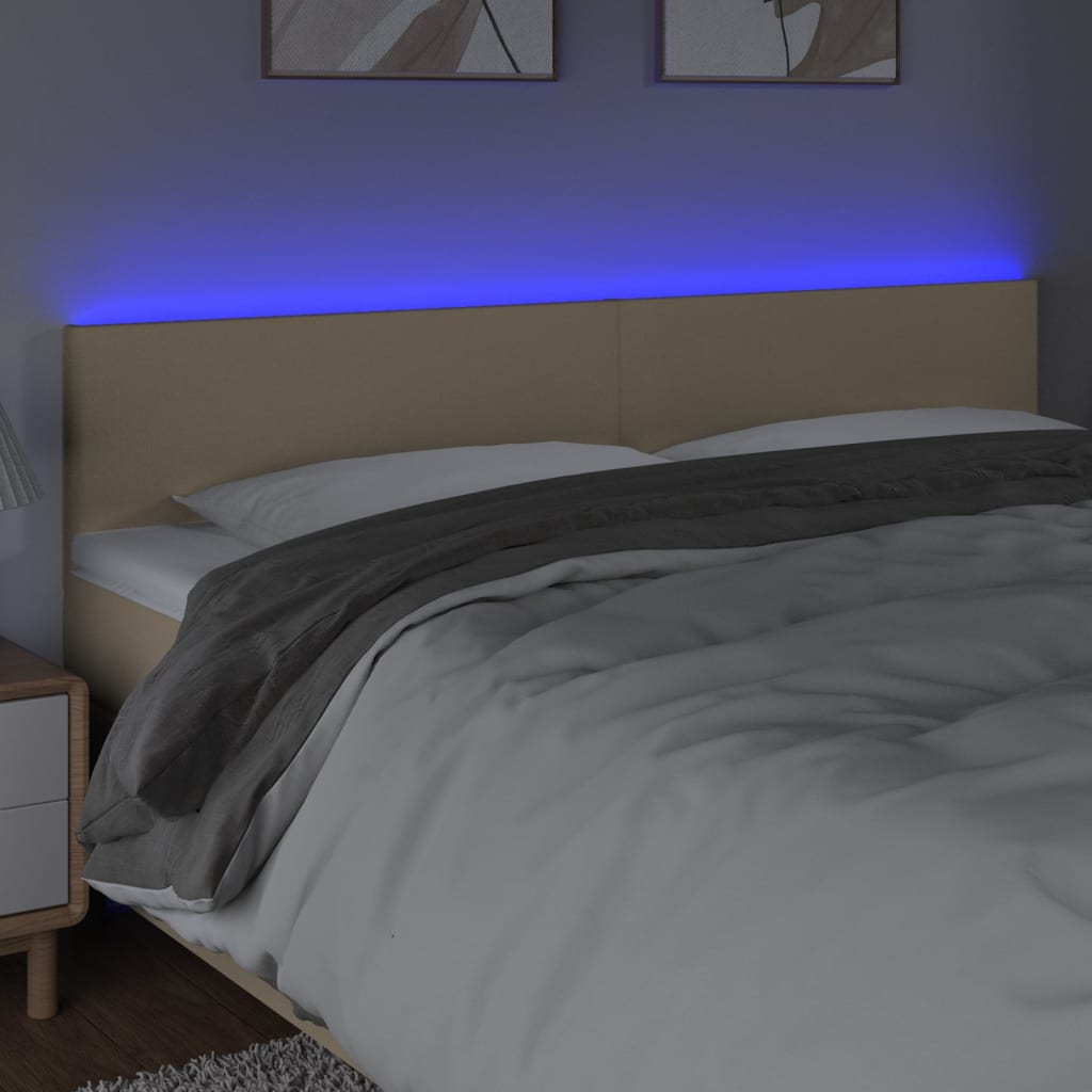 LED uzglavlje krem 200x5x78/88 cm od tkanine