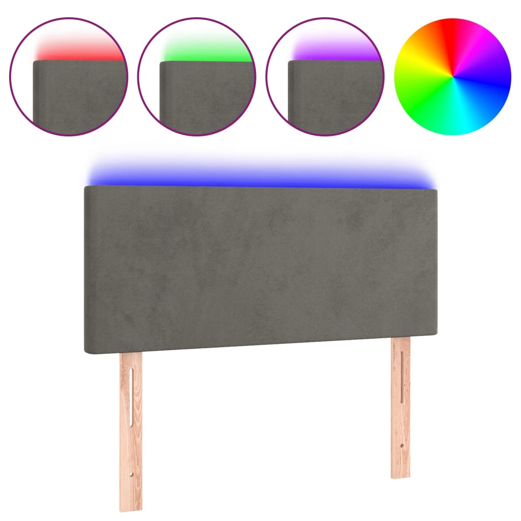 LED uzglavlje tamnosivo 90x5x78/88 cm baršunasto