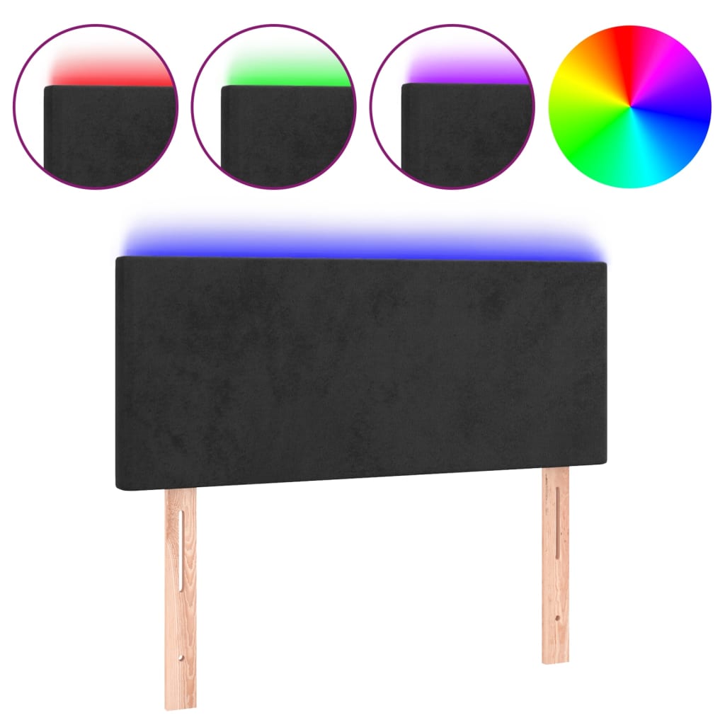 LED uzglavlje crno 90x5x78/88 cm baršunasto
