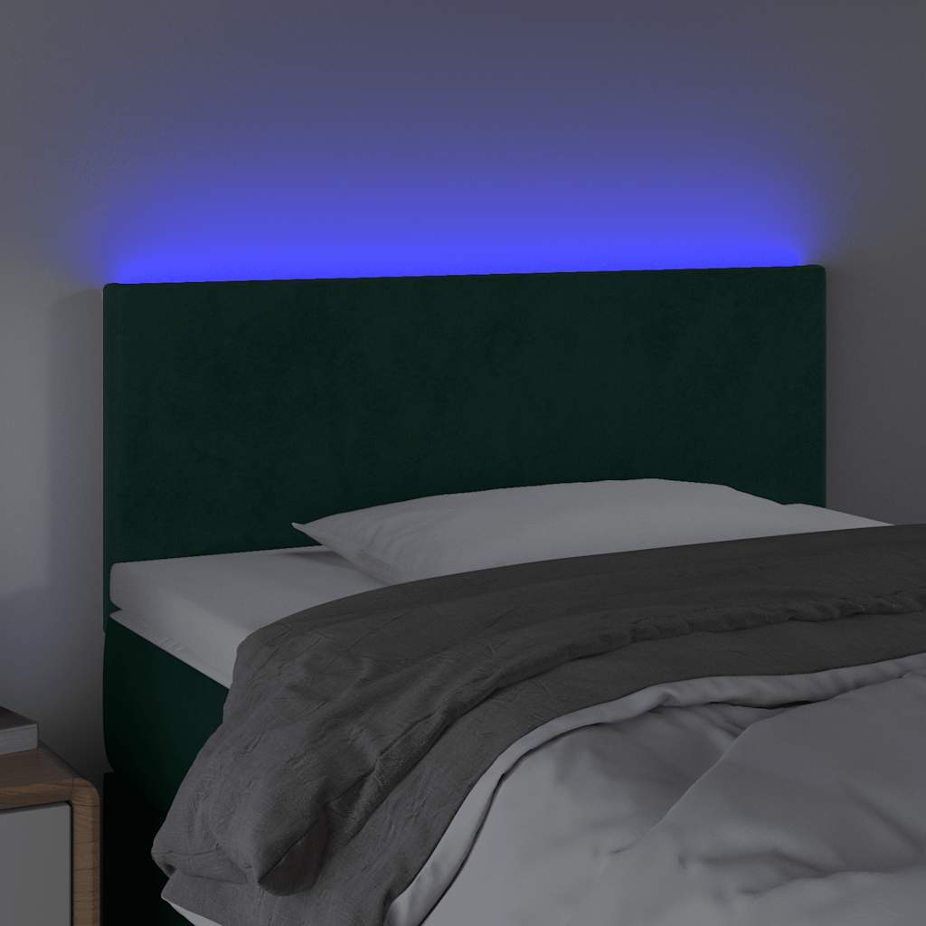 LED uzglavlje tamnozeleno 90x5x78/88 cm baršunasto