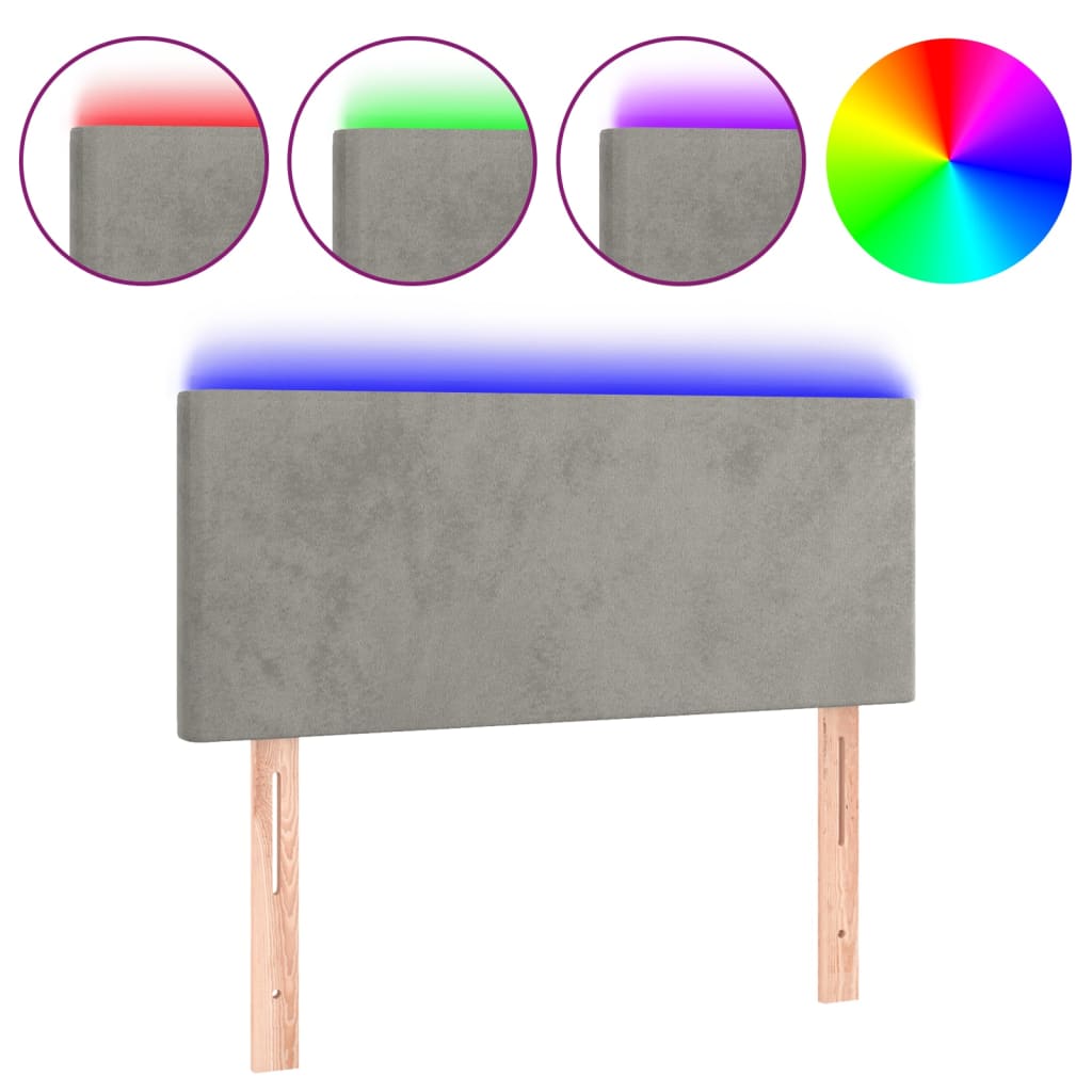 LED uzglavlje svjetlosivo 100x5x78/88 cm baršunasto