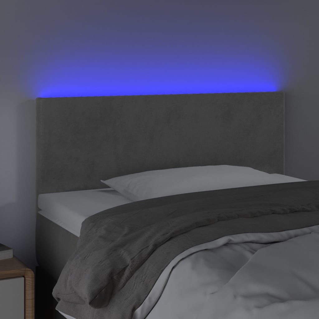 LED uzglavlje svjetlosivo 100x5x78/88 cm baršunasto