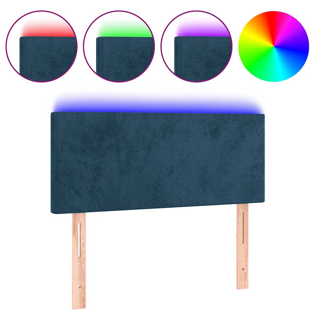 LED uzglavlje tamnoplavo 100x5x78/88 cm baršunasto