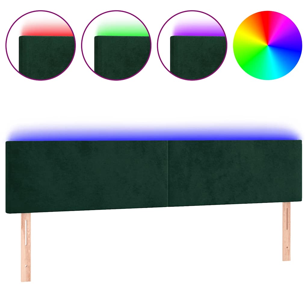 LED uzglavlje tamnozeleno 160x5x78/88 cm baršunasto