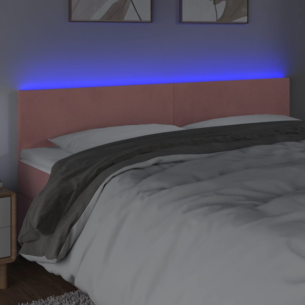 LED uzglavlje ružičasto 160x5x78/88 cm baršunasto