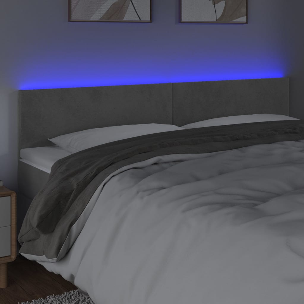 LED uzglavlje svjetlosivo 180x5x78/88 cm baršunasto