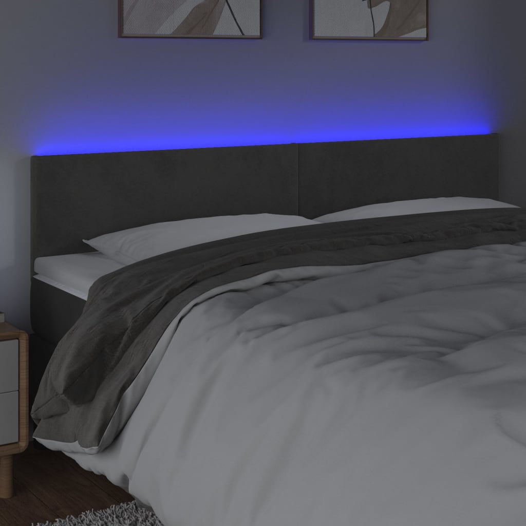 LED uzglavlje tamnosivo 200x5x78/88 cm baršunasto