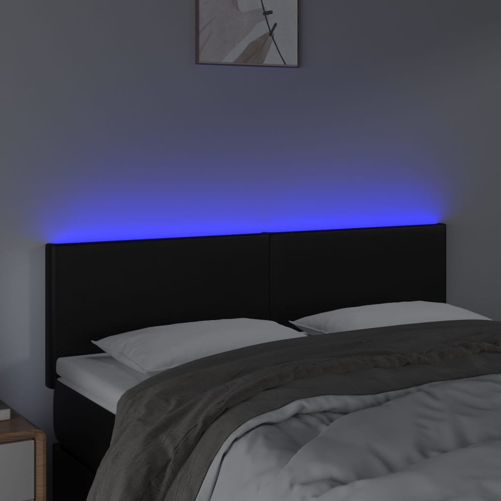 LED uzglavlje crno 144 x 5 x 78/88 cm od umjetne kože