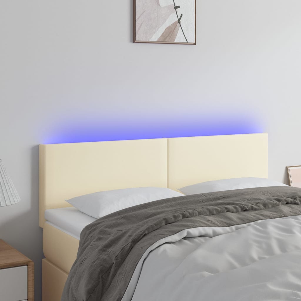 LED uzglavlje krem 144 x 5 x 78/88 cm od umjetne kože