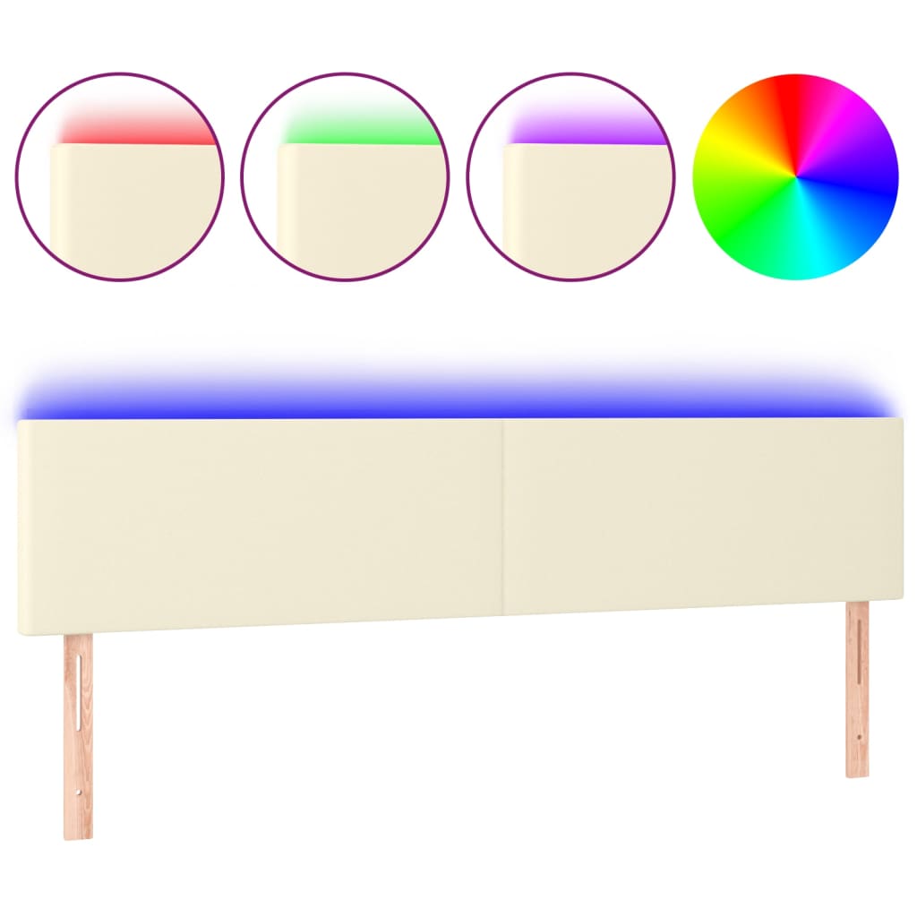 LED uzglavlje krem 180 x 5 x 78/88 cm od umjetne kože