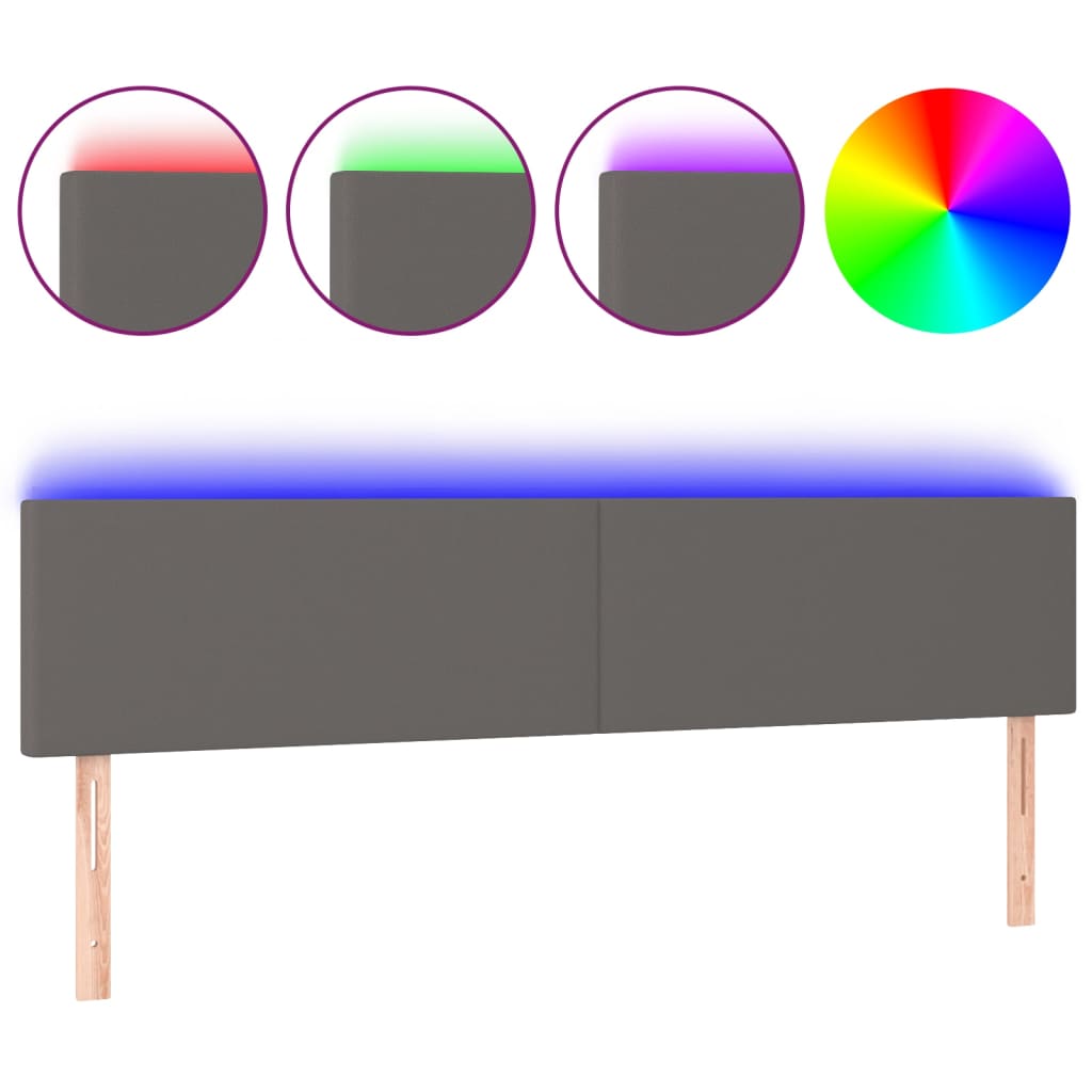 LED uzglavlje sivo 180 x 5 x 78/88 cm od umjetne kože