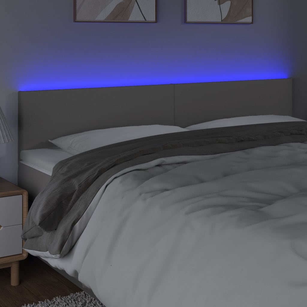 LED uzglavlje sivo 200 x 5 x 78/88 cm od umjetne kože