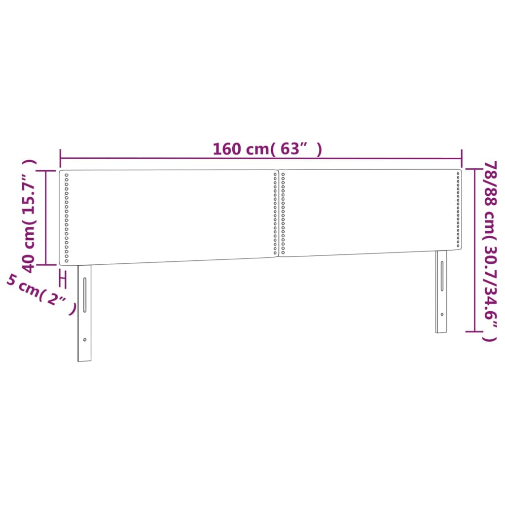 LED uzglavlje crno 160x5x78/88 cm od tkanine