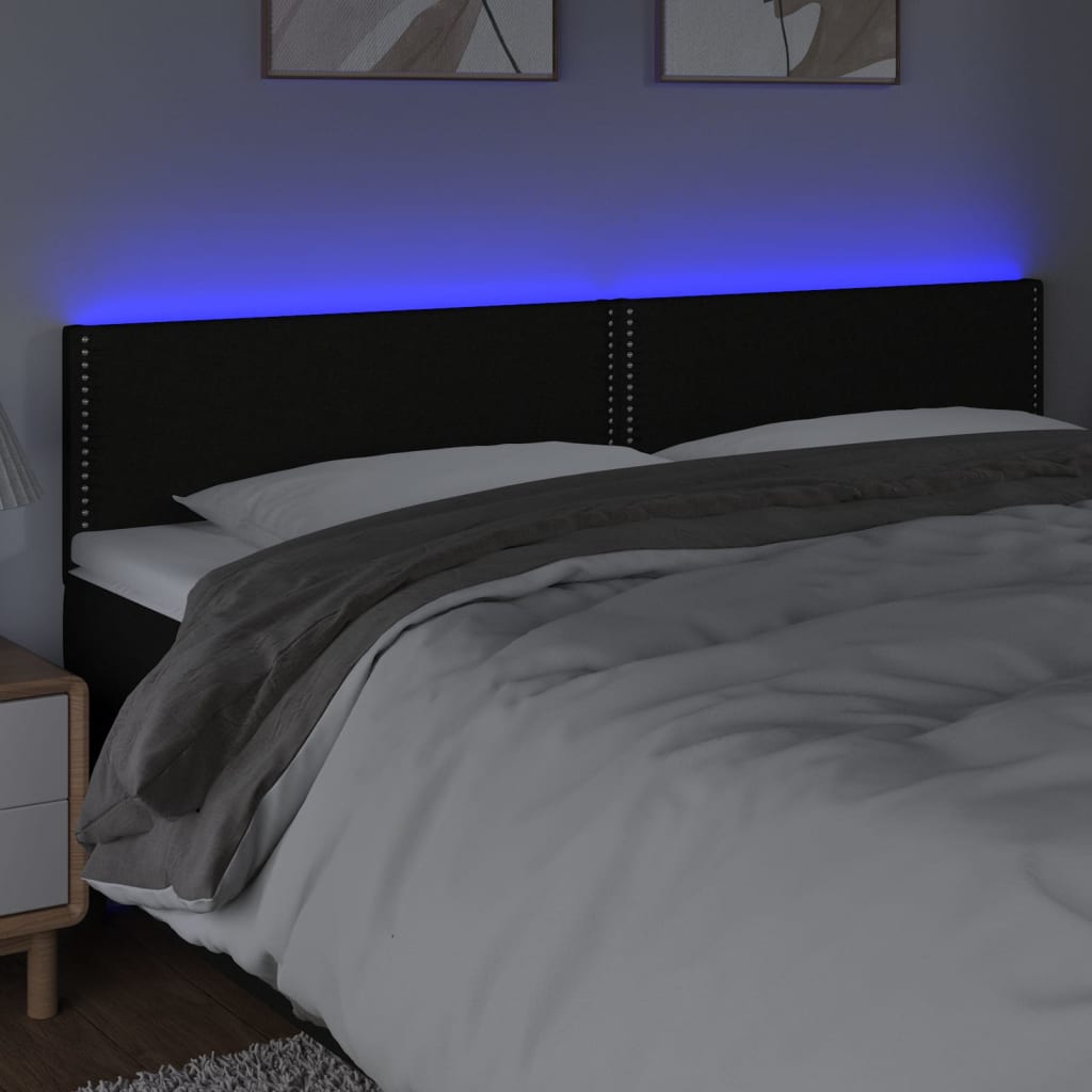 LED uzglavlje crno 200x5x78/88 cm od tkanine